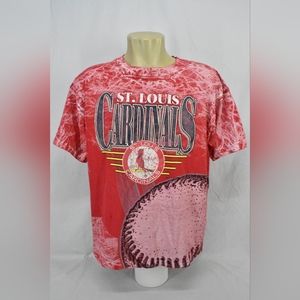 Vintage 1994 Tultex All-Over Print T-shirt St.Louis Cardinals,Color:Red,Size:XL.